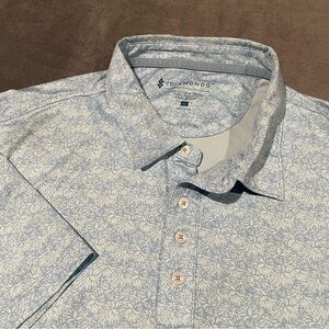 7Diamonds Polo Shirt Mens XXL Blue Floral 4 Way Stretch Geometric Golf